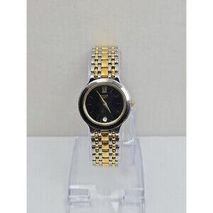 Vintage Pulsar by Seiko Womens Two Tone Date Quartz Bracelet Watch New Battery